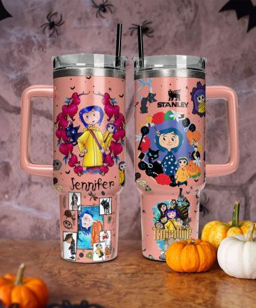 Coraline Cartoon Custom Stanley Quencher 40Oz Stainless Steel Tumbler With Handle