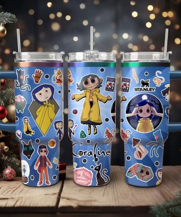 Coraline Cartoon Custom Stanley Quencher 40Oz Stainless Steel Tumbler With Handle