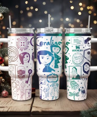 Coraline Cartoon Custom Stanley Quencher 40Oz Stainless Steel Tumbler With Handle