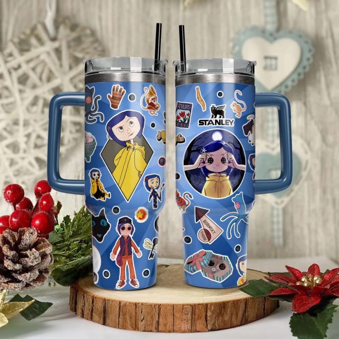 Coraline Cartoon Custom Stanley Quencher 40Oz Stainless Steel Tumbler With Handle - Image 2