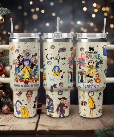 Coraline Cartoon Custom Stanley Quencher 40Oz Stainless Steel Tumbler With Handle