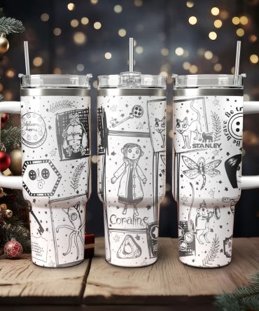 Coraline Cartoon Custom Stanley Quencher 40Oz Stainless Steel Tumbler With Handle