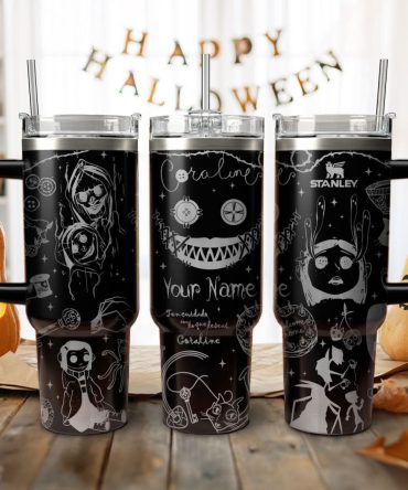 Coraline Cartoon Custom Stanley Quencher 40Oz Stainless Steel Tumbler With Handle