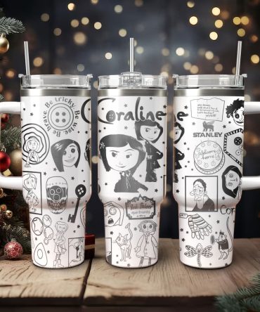 Coraline Cartoon Custom Stanley Quencher 40Oz Stainless Steel Tumbler With Handle