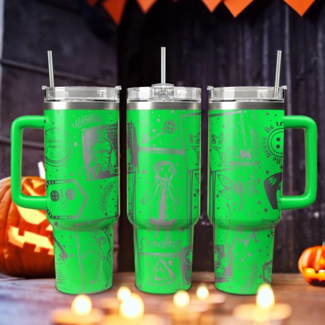 Coraline Cartoon Custom Stanley Quencher 40Oz Stainless Steel Tumbler With Handle