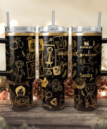 Coraline Cartoon Custom Stanley Quencher 40Oz Stainless Steel Tumbler With Handle