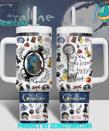 Coraline Cartoon Custom Stanley Quencher 40Oz Stainless Steel Tumbler With Handle