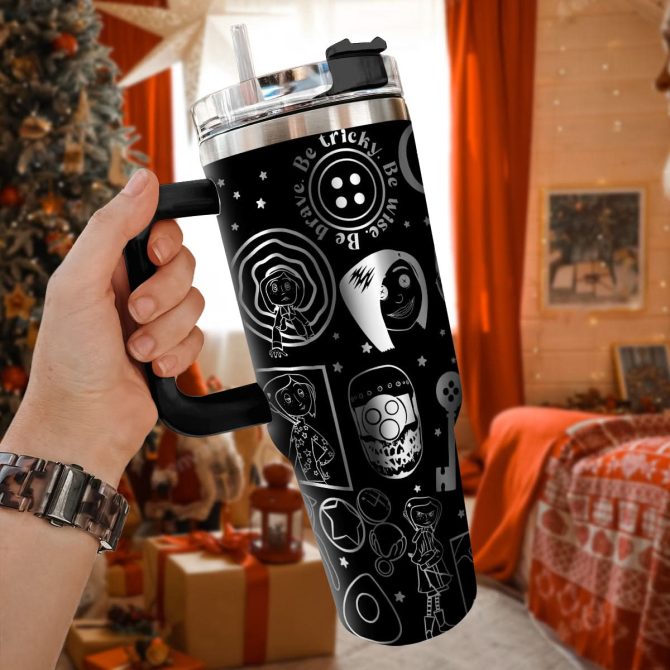 Coraline Cartoon Custom Stanley Quencher 40Oz Stainless Steel Tumbler With Handle - Image 2