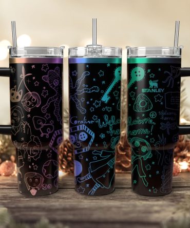 Coraline Cartoon Custom Stanley Quencher 40Oz Stainless Steel Tumbler With Handle