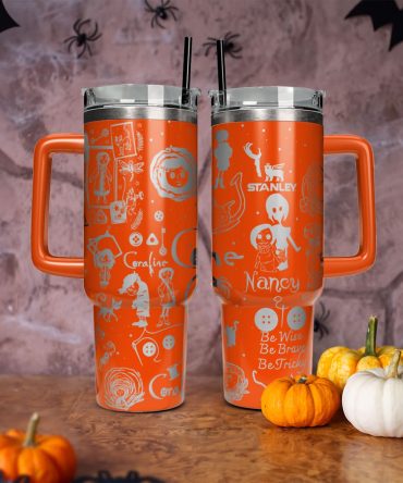 Coraline Cartoon Custom Stanley Quencher 40Oz Stainless Steel Tumbler With Handle
