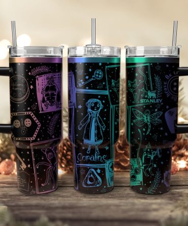 Coraline Cartoon Custom Stanley Quencher 40Oz Stainless Steel Tumbler With Handle
