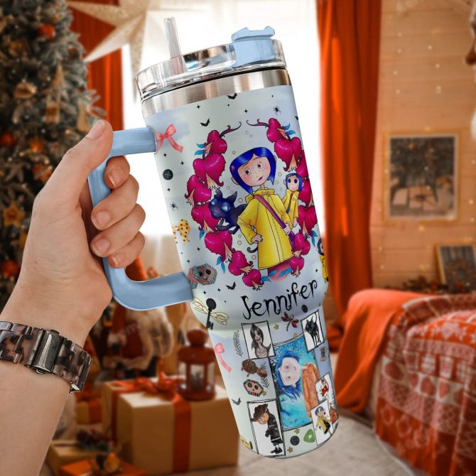 Coraline Cartoon Custom Stanley Quencher 40Oz Stainless Steel Tumbler With Handle
