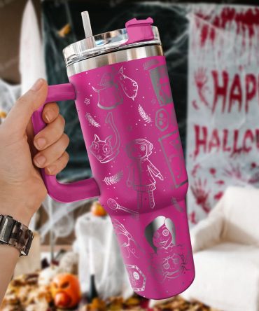 Coraline Cartoon Custom Stanley Quencher 40Oz Stainless Steel Tumbler With Handle