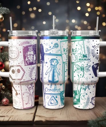 Coraline Cartoon Custom Stanley Quencher 40Oz Stainless Steel Tumbler With Handle