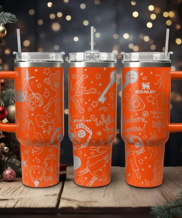 Coraline Cartoon Custom Stanley Quencher 40Oz Stainless Steel Tumbler With Handle