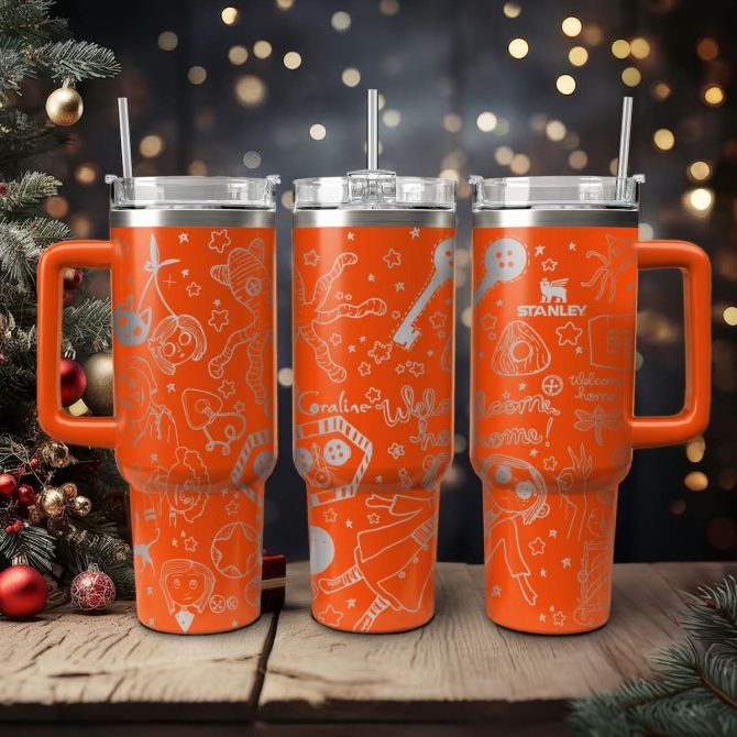 Coraline Cartoon Custom Stanley Quencher 40Oz Stainless Steel Tumbler With Handle