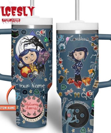 Coraline Cartoon Custom Stanley Quencher 40Oz Stainless Steel Tumbler With Handle