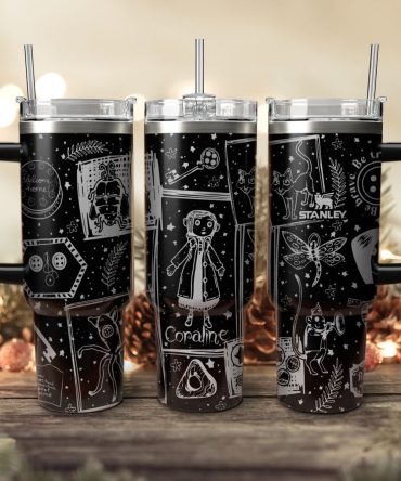 Coraline Cartoon Custom Stanley Quencher 40Oz Stainless Steel Tumbler With Handle