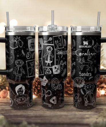 Coraline Cartoon Custom Stanley Quencher 40Oz Stainless Steel Tumbler With Handle