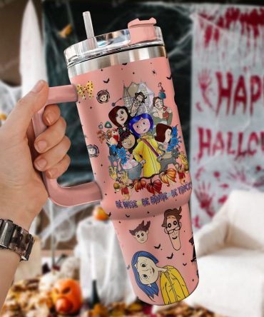 Coraline Cartoon Custom Stanley Quencher 40Oz Stainless Steel Tumbler With Handle
