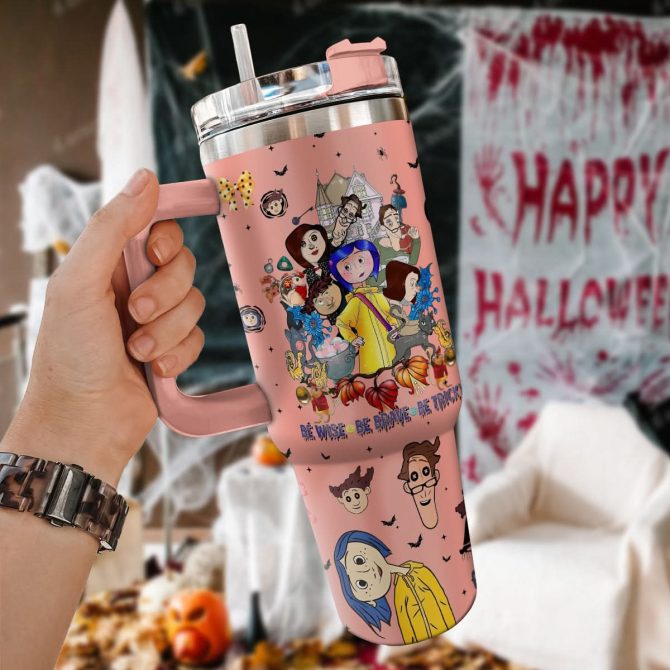 Coraline Cartoon Custom Stanley Quencher 40Oz Stainless Steel Tumbler With Handle