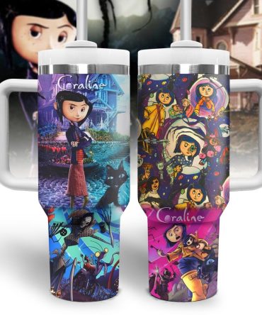 Coraline Cartoon Custom Stanley Quencher 40Oz Stainless Steel Tumbler With Handle