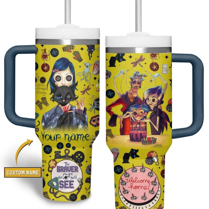 Coraline Cartoon Custom Stanley Quencher 40Oz Stainless Steel Tumbler With Handle - Image 2