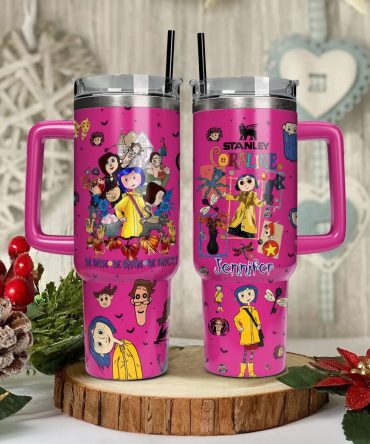 Coraline Cartoon Custom Stanley Quencher 40Oz Stainless Steel Tumbler With Handle