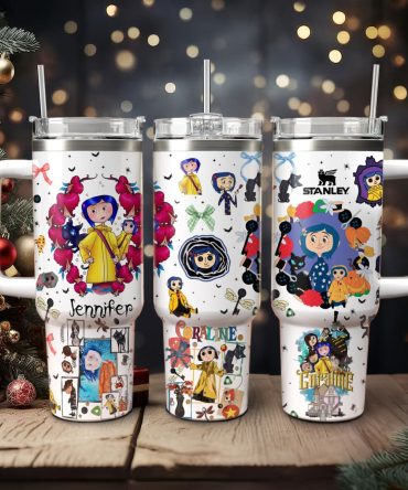 Coraline Cartoon Custom Stanley Quencher 40Oz Stainless Steel Tumbler With Handle