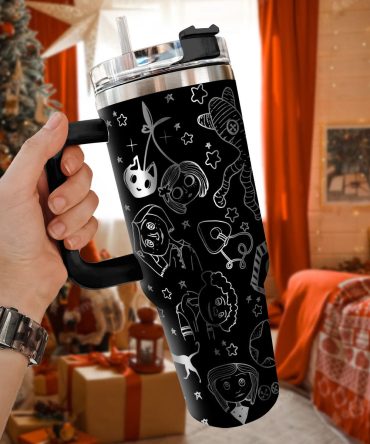 Coraline Cartoon Custom Stanley Quencher 40Oz Stainless Steel Tumbler With Handle