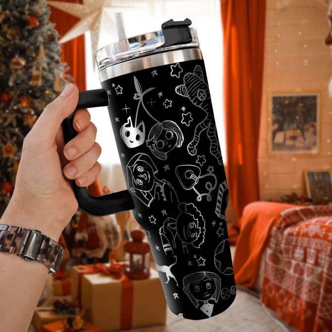 Coraline Cartoon Custom Stanley Quencher 40Oz Stainless Steel Tumbler With Handle