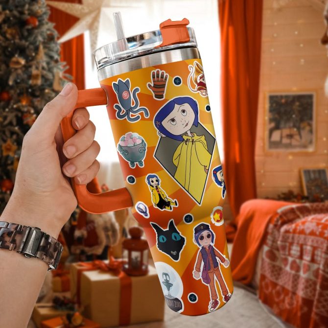 Coraline Cartoon Custom Stanley Quencher 40Oz Stainless Steel Tumbler With Handle - Image 2