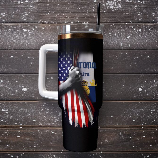 Corona Extra Beer Custom Stanley Quencher 40Oz Stainless Steel Tumbler With Handle - Image 2