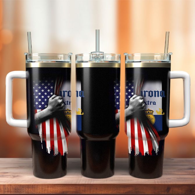 Corona Extra Beer Custom Stanley Quencher 40Oz Stainless Steel Tumbler With Handle