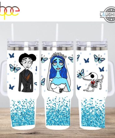 Corpse Bride Cartoon Custom Stanley Quencher 40Oz Stainless Steel Tumbler With Handle