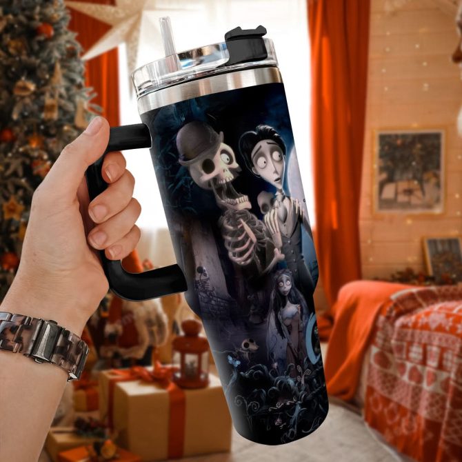 Corpse Bride Movies Custom Stanley Quencher 40Oz Stainless Steel Tumbler With Handle - Image 4