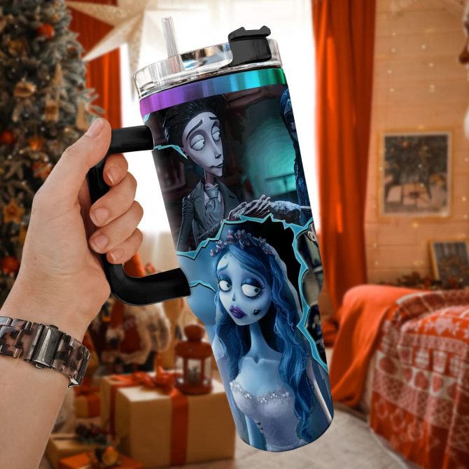Corpse Bride Movies Custom Stanley Quencher 40Oz Stainless Steel Tumbler With Handle - Image 4