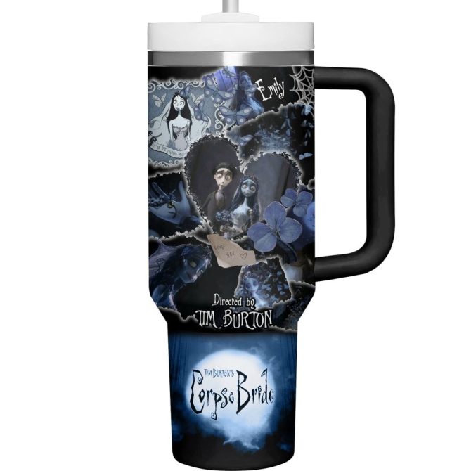 Corpse Bride Movies Custom Stanley Quencher 40Oz Stainless Steel Tumbler With Handle - Image 4