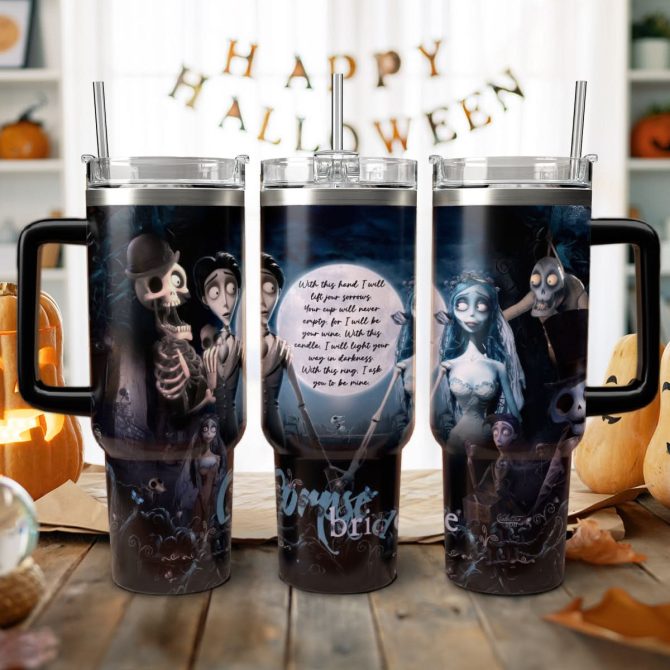 Corpse Bride Movies Custom Stanley Quencher 40Oz Stainless Steel Tumbler With Handle - Image 2
