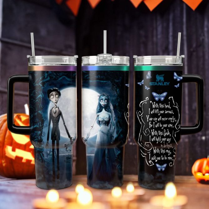 Corpse Bride Movies Custom Stanley Quencher 40Oz Stainless Steel Tumbler With Handle - Image 4