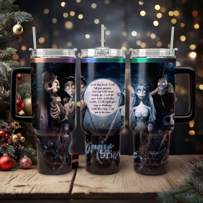 Corpse Bride Movies Custom Stanley Quencher 40Oz Stainless Steel Tumbler With Handle - Image 3