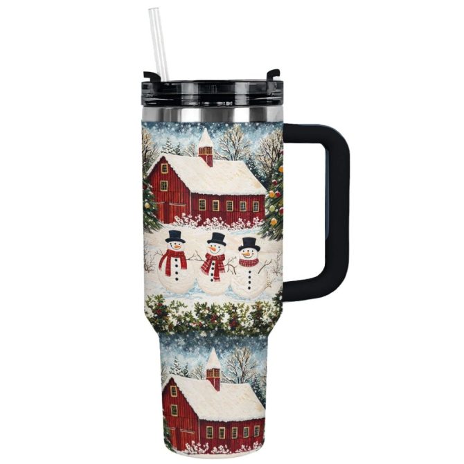 Country Christmas Charm Custom Stanley Quencher 40Oz Stainless Steel Tumbler With Handle