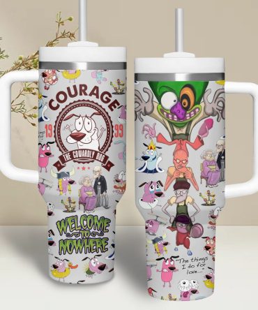 Courage The Cowardly Dog Tv Series Custom Stanley Quencher 40Oz Stainless Steel Tumbler