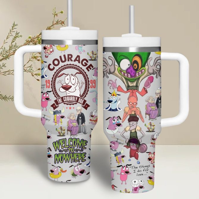 Courage The Cowardly Dog Tv Series Custom Stanley Quencher 40Oz Stainless Steel Tumbler