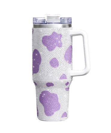 Cow Bling Custom Stanley Quencher 40Oz Stainless Steel Tumbler With Handle