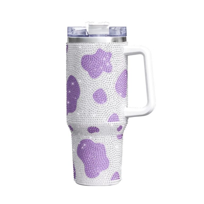 Cow Bling Custom Stanley Quencher 40Oz Stainless Steel Tumbler With Handle