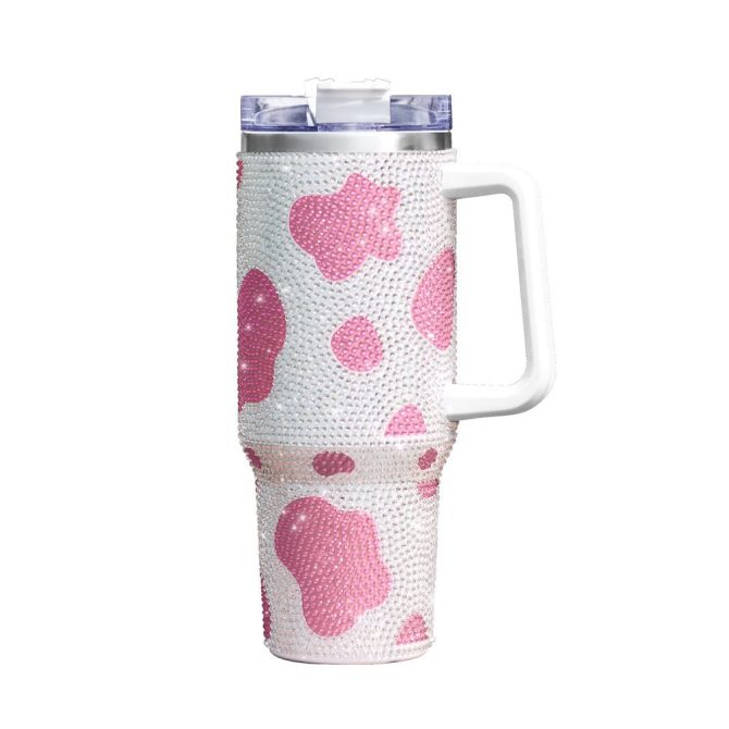 Cow Bling Custom Stanley Quencher 40Oz Stainless Steel Tumbler With Handle