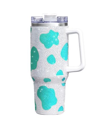 Cow Bling Custom Stanley Quencher 40Oz Stainless Steel Tumbler With Handle
