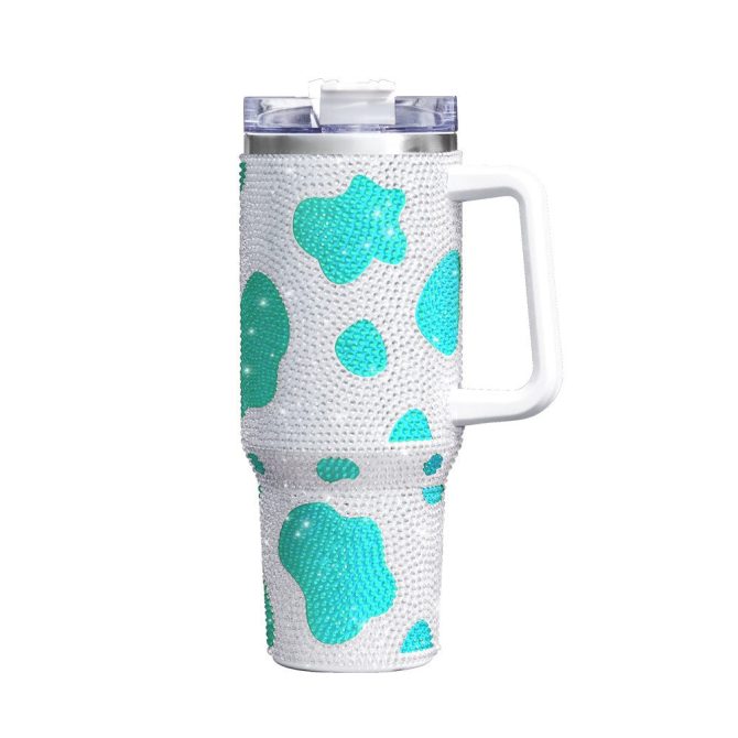 Cow Bling Custom Stanley Quencher 40Oz Stainless Steel Tumbler With Handle