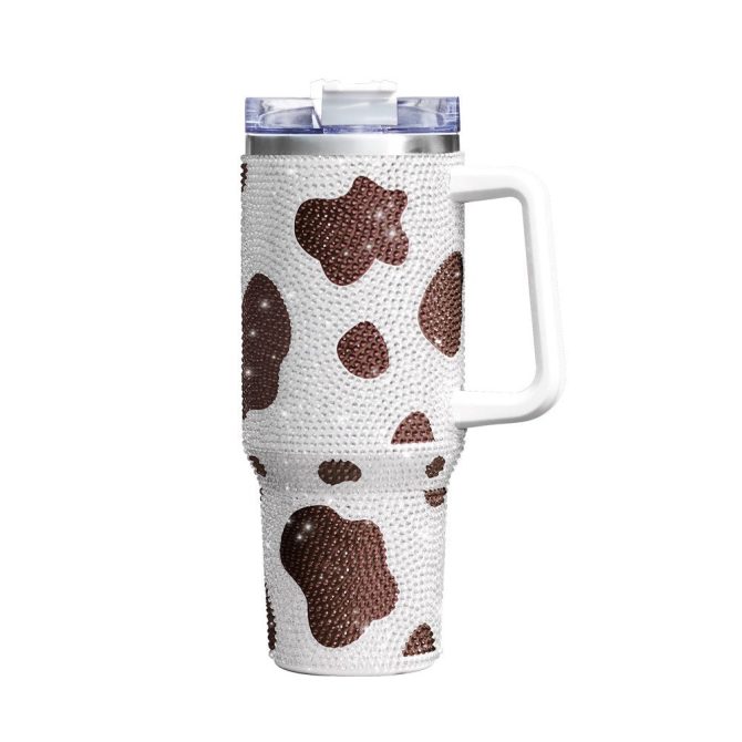 Cow Bling Custom Stanley Quencher 40Oz Stainless Steel Tumbler With Handle